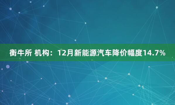 衡牛所 机构：12月新能源汽车降价幅度14.7%